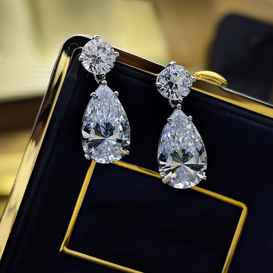 Fashionable Pear Cubic Zirconia Drop Earrings for Women Luxury Trendy New Dangle Earrings Wedding Party Statement Jewelry