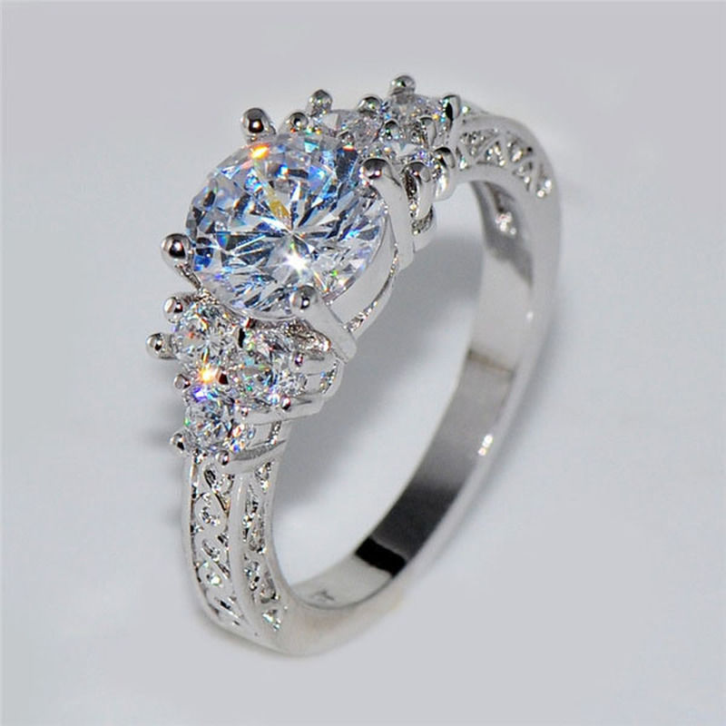 Exquisite Fashion Silver Color Engagement Rings for Women Fashion White Zircon Stones Ring Anniversary Bridal Wedding Jewelry