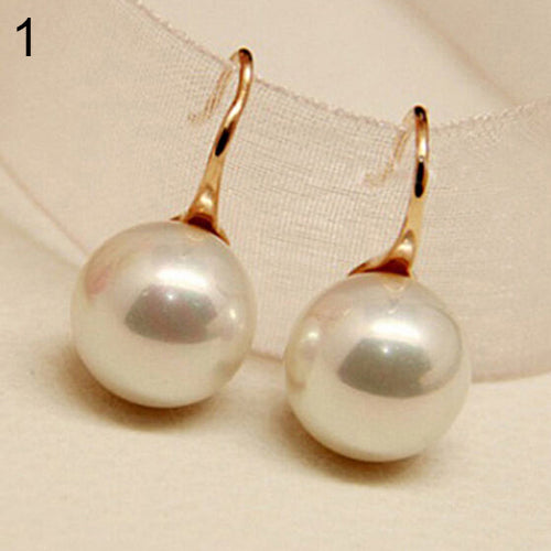 Women Earrings Imitation Pearls Ball Hook Earrings Eardrops Bridal Wedding Party Jewelry