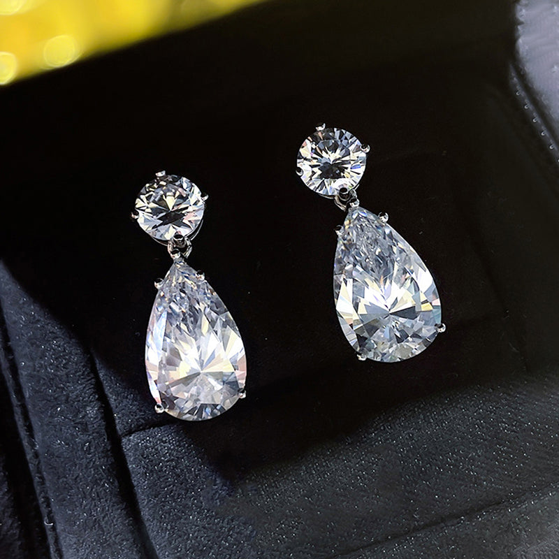 Fashionable Pear Cubic Zirconia Drop Earrings for Women Luxury Trendy New Dangle Earrings Wedding Party Statement Jewelry